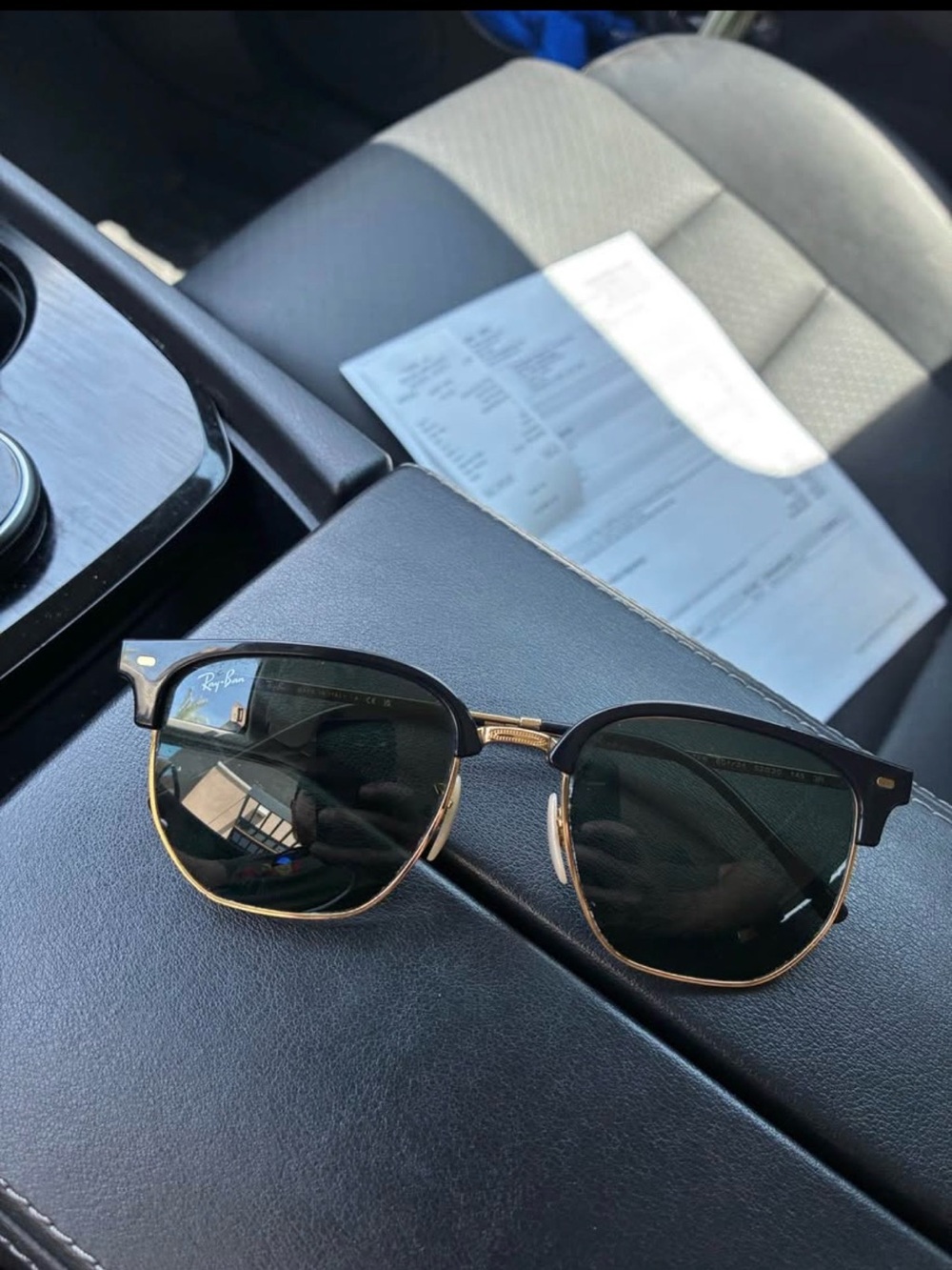 Ray-Ban Black & Gold Clubmaster Sunglasses with Dark Lenses